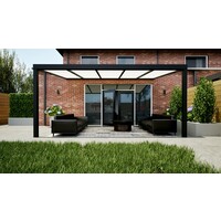 Aluminium overkapping zwart 507cm x 350cm met Polycarbonaat dak