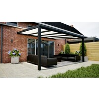 Aluminium overkapping zwart 507cm x 350cm met Polycarbonaat dak