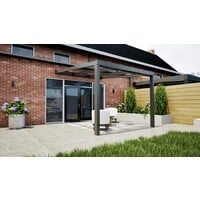 Aluminium overkapping antraciet 307cm x 350cm met helder glazen dak