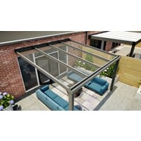 Aluminium overkapping antraciet 407cm x 250cm met helder glazen dak