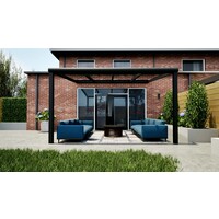 Aluminium overkapping zwart 410cm x 250cm met helder glas dak