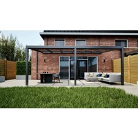 Aluminium overkapping antraciet 607cm x 250cm met helder glazen dak