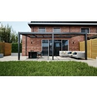 Aluminium overkapping antraciet 607cm x 400cm met helder glazen dak