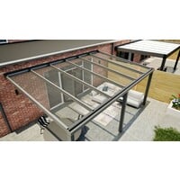 Aluminium overkapping antraciet 607cm x 350cm met helder glazen dak