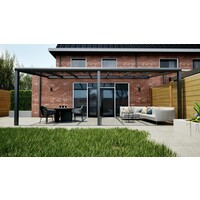 Aluminium overkapping antraciet 710cm x 250cm met helder glazen dak