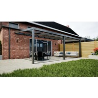 Aluminium overkapping antraciet 710cm x 300cm met helder glazen dak
