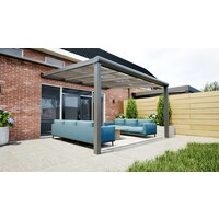 Aluminium overkapping antraciet 410cm x 250cm met helder polycarbonaat dak Aluminium overkapping antraciet 410cm x 250cm met helder polycarbonaat dak