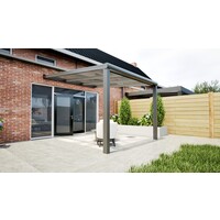 Aluminium overkapping antraciet 307cm x 400cm met helder polycarbonaat dak