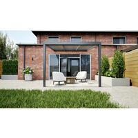 Aluminium overkapping antraciet 307cm x 400cm met helder polycarbonaat dak