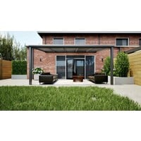 Aluminium overkapping antraciet 507cm x 350cm met helder polycarbonaat dak
