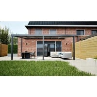 Aluminium overkapping antraciet 607cm x 350cm met helder polycarbonaat dak