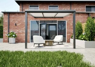 Terrasoverkapping antraciet 307cm breed x 300cm diep met Polycarbonaat Opaal dak