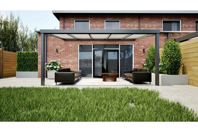 Aluminium overkapping antraciet 507cm x 350cm met Polycarbonaat dak Aluminium overkapping antraciet 507cm x 350cm met Polycarbonaat dak