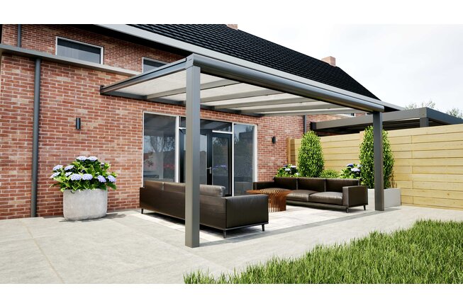 Aluminium overkapping antraciet 507cm x 400cm met Polycarbonaat dak