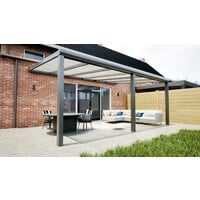 Aluminium overkapping antraciet 607cm x 400cm met Polycarbonaat IQ Relax dak Aluminium overkapping antraciet 607cm x 400cm met Polycarbonaat IQ Relax dak