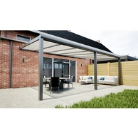 Aluminium overkapping antraciet 707cm x 350cm met Polycarbonaat dak