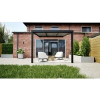 Aluminium overkapping zwart 307cm x 350cm met helder polycarbonaat dak Aluminium overkapping zwart 307cm x 350cm met helder polycarbonaat dak