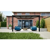 Aluminium overkapping zwart 407cm x 300cm met helder polycarbonaat dak