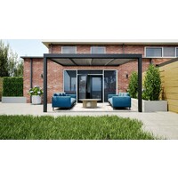 Aluminium overkapping zwart 410cm x 400cm met helder polycarbonaat dak