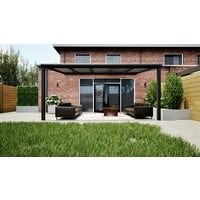 Aluminium overkapping zwart 507cm x 300cm met helder polycarbonaat dak Aluminium overkapping zwart 507cm x 300cm met helder polycarbonaat dak