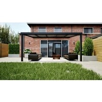 Aluminium overkapping zwart 507cm x 300cm met helder polycarbonaat dak Aluminium overkapping zwart 507cm x 300cm met helder polycarbonaat dak