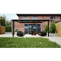 Aluminium overkapping zwart 510cm x 250cm met helder polycarbonaat dak