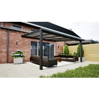 Aluminium overkapping zwart 510cm x 250cm met helder polycarbonaat dak