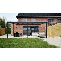 Aluminium overkapping zwart 610cm x 300cm met helder polycarbonaat dak