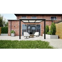 Aluminium overkapping zwart 307cm x 300cm met Polycarbonaat IQ Relax dak Aluminium overkapping zwart 307cm x 300cm met Polycarbonaat IQ Relax dak
