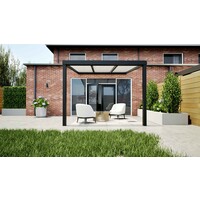 Aluminium overkapping zwart 307cm x 300cm met Polycarbonaat IQ Relax dak Aluminium overkapping zwart 307cm x 300cm met Polycarbonaat IQ Relax dak