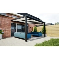 Aluminium overkapping zwart 407cm x 300cm met Polycarbonaat IQ Relax dak Aluminium overkapping zwart 407cm x 300cm met Polycarbonaat IQ Relax dak