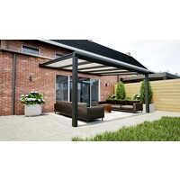 Aluminium overkapping zwart 510cm x 250cm met Polycarbonaat dak