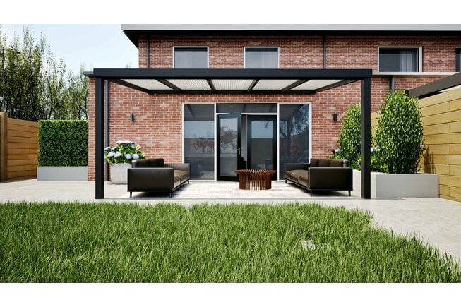 Aluminium overkapping zwart 507cm x 250cm met Polycarbonaat dak Aluminium overkapping zwart 507cm x 250cm met Polycarbonaat dak