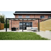 Aluminium overkapping zwart 610cm x 400cm met Polycarbonaat IQ Relax dak