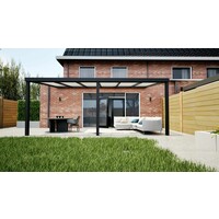 Aluminium overkapping zwart 610cm x 400cm met Polycarbonaat IQ Relax dak