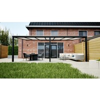 Aluminium overkapping zwart 710cm x 400cm met Polycarbonaat IQ Relax dak