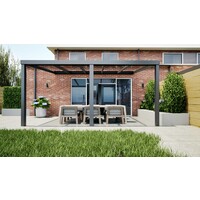 Aluminium overkapping antraciet 507cm x 350cm met helder glazen dak
