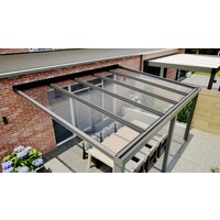 Aluminium overkapping antraciet 507cm x 350cm met helder glazen dak
