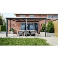 Aluminium overkapping antraciet 507cm x 400cm met helder glazen dak