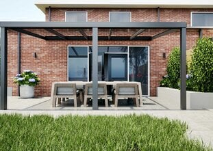 Terrasoverkapping antraciet 507cm breed x 250cm diep met glazen dak