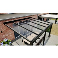 Aluminium overkapping zwart 507cm x 250cm met helder glas dak