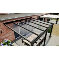 Aluminium overkapping zwart 507cm x 400cm met helder glas dak
