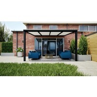 Aluminium overkapping zwart 406cm x 350cm met Polycarbonaat dak - Copy