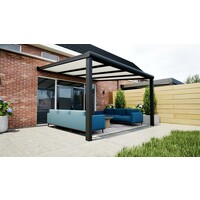Aluminium overkapping zwart 406cm x 350cm met Polycarbonaat dak - Copy