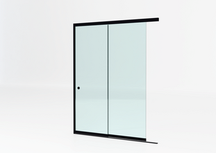 2 rail tot 193 cm breed - Zwart met helder glas - 98cm glas