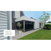 Glazen schuifwand zwart - Helder glas - 2 railsysteem tot 177 cm breed Glazen schuifwand zwart - Helder glas - 2 railsysteem tot 177 cm breed