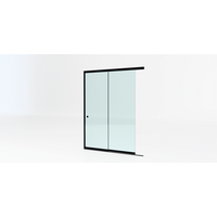 Glazen schuifwand zwart - Helder glas - 2 railsysteem tot 161 cm breed Glazen schuifwand zwart - Helder glas - 2 railsysteem tot 161 cm breed