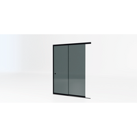 Glazen schuifwand zwart - Getint glas - 2 railsysteem tot 193 cm breed