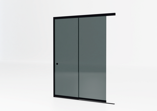 2 rail tot 193 cm breed - Zwart met getint glas - 98cm glas