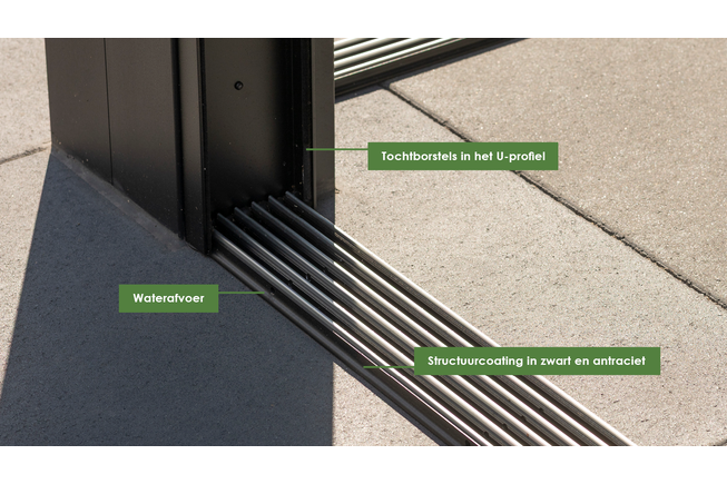 Glazen schuifwand antraciet - Helder glas - 6 railsysteem tot 603 cm breed